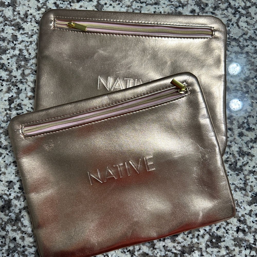 Native Metallic Gold Clutch Bag Set
